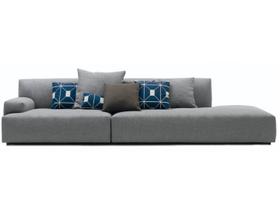 Sofá de 3 Lugares Com chaise, revestimento em linho sintético cinza - enz010 Sofá de 3 Lugares Com chaise, revestimento em linho sintético cinza - enz010