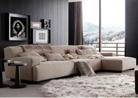 Sofá de 3 Lugares Com Chaise, Revestimento Linho Sintético Creme - ENZ007 Sofá de 3 Lugares Com Chaise, Revestimento Linho Sintético Creme - ENZ007