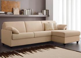 Sofá de 3 Lugares Com Chaise, Revestimento Sarja Bege - POA003