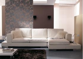 Sofá de 3 Lugares com Chaise, Revestimento Sintético Branco - ESP004
