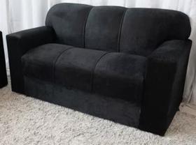 Sofá de 3 lugares Preto Suede