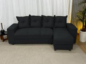 Sofá de 4 lugares com Chaise Espaçoso Barato Preto