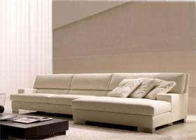 Sofá de 4 Lugares com Chaise, Revestimento Sarja Bege - ENZ009