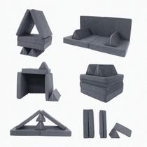 Sofá de brincar Infantil Modular Montessori 4 Peças Cinza