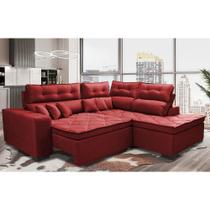 Sofá de Canto 2,60x2,36m Retrátil e Reclinável com Molas Cama inBox Platinum Direito Suede Vermelho Sofá de Canto 2,60x2,36m Retrátil e Reclinável com Molas Cama inBox Platinum Direito Suede Vermelho