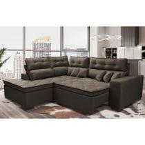 Sofá de Canto 2,60x2,36m Retrátil e Reclinável com Molas Cama inBox Platinum Esquerdo Suede Café
