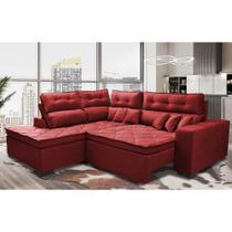 Sofá de Canto 2,60x2,36m Retrátil e Reclinável com Molas Cama inBox Platinum Esquerdo Suede Vermelho Sofá de Canto 2,60x2,36m Retrátil e Reclinável com Molas Cama inBox Platinum Esquerdo Suede Vermelho