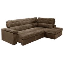 Sofá de Canto 2,84 x 2,0 m Gralha Azul Bragança, Retrátil e Reclinável, Direito