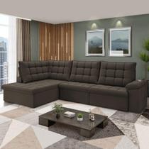 Sofá de Canto 3 Lugares Retrátil e Reclinável com Chaise Florença 260cm