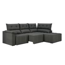 Sofá de Canto 3 Lugares Santorini Veludo Cinza 230 cm