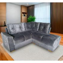 Sofá de Canto 3x2 Lugares Grafite Prisma Malu Estofados