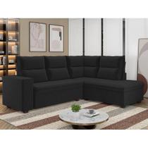Sofá De Canto 4 Lugares 220cm Multimóveis CR45345 Preto