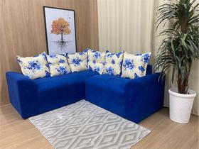 Sofá de Canto 4 Lugares Belo em Suede - Veneza Estofados