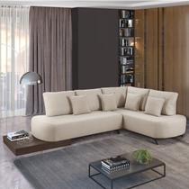 Sofá de Canto 4 Lugares com Almofadas Decorativas Paris 2320 Bege Cru