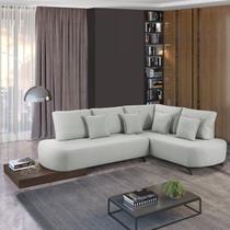 Sofá de Canto 4 Lugares com Almofadas Decorativas Paris 2322 Cinza Gelo