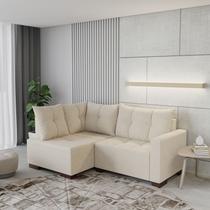 Sofá de Canto 4 Lugares com Chaise 181cm Suede Bege
