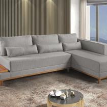 Sofá De Canto 4 Lugares Com Chaise M-174 Estofados Martins Cinza Sofá De Canto 4 Lugares Com Chaise M-174 Estofados Martins Cinza