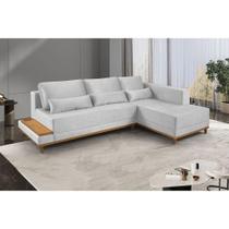 Sofá De Canto 4 Lugares Com Chaise M-174 Estofados Martins Veludo Cinza Sofá De Canto 4 Lugares Com Chaise M-174 Estofados Martins Veludo Cinza