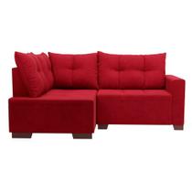 Sofá de Canto 4 Lugares Leme Suede Vermelho - Modern