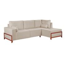 Sofá De Canto 4 Lugares Living Fixo Com Chaise Molas Bonnel Linho Bege Sofá De Canto 4 Lugares Living Fixo Com Chaise Molas Bonnel Linho Bege
