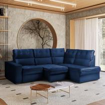 Sofá de Canto 4 Lugares Retrátil Reclinável 255cm Veludo Gabrieli Takei