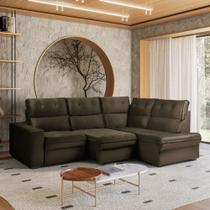 Sofá de Canto 4 Lugares Retrátil Reclinável 255cm Veludo Gabrieli Takei