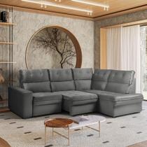 Sofá de Canto 4 Lugares Retrátil Reclinável 255cm Veludo Gabrieli Takei