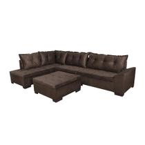 Sofá de Canto 5 Lugares com Chaise Esquerdo Itapema Suede Café Sofá de Canto 5 Lugares com Chaise Esquerdo Itapema Suede Café
