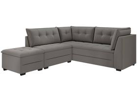 Sofá de Canto 5 Lugares com Puff Veludo Benfica Besthouse