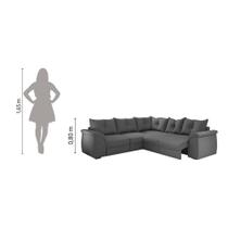 Sofá De Canto 5 Lugares Com Retrátil Qatar Suede Cinza Cinza