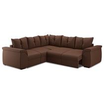 Sofá de Canto 5 Lugares com Retrátil Qatar Suede Marrom