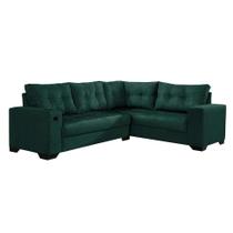 Sofá de Canto 5 Lugares Dijon com Entrada USB Suede Verde