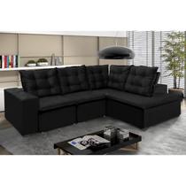 Sofá de Canto 5 Lugares Montreal270Cm Veludo Light Preto Sofá de Canto 5 Lugares Montreal270Cm Veludo Light Preto