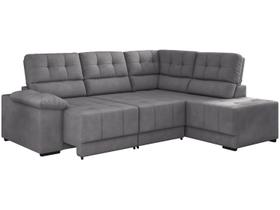 Sofá de Canto 5 Lugares Reclinável Frirenze Resistente e Confortavél em Veludo 300cm