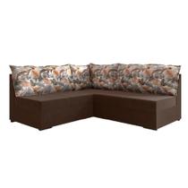 Sofá de Canto 5 Lugares Renaut Suede Marrom / Palmeira Sofá de Canto 5 Lugares Renaut Suede Marrom / Palmeira