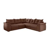Sofá De Canto 5 Lugares Retrátil Qatar Suede Marrom Marrom