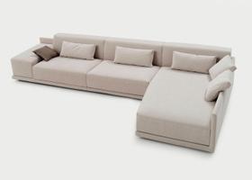 Sofá de canto 5 Lugares, Sarja Creme, 3,36m x 1,96m NOV006