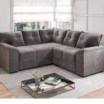 Sofá de Canto 5 Lugares Suede Lisboa Flash Estofados - Cinza Sofá de Canto 5 Lugares Suede Lisboa Flash Estofados - Cinza
