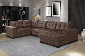 Sofá de Canto 6 Lugares com Chaise Bia - Império Estofados Sofá de Canto 6 Lugares com Chaise Bia - Império Estofados