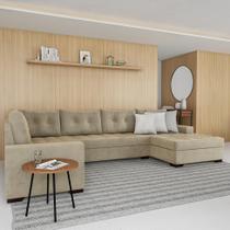 Sofá de Canto 6 Lugares com Chaise Direito Versalhes Suede Animale Cinza