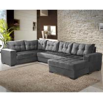 Sofá de Canto 6 Lugares Dijon com Chaise Suede