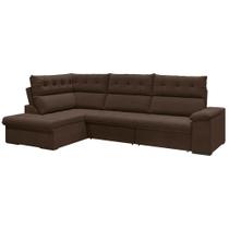 Sofa de Canto 6 Lugares em Veludo Retrátil e Reclinável 110x190x260 cm - Flexforma Estofados Everest