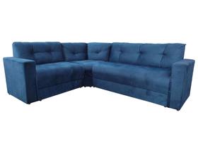 Sofá de canto 6 lugares encosto fixo 3 módulos suede liso 190x235m Azul - sofabrica u