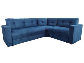 Sofá de canto 6 lugares encosto fixo 3 módulos suede liso 190x235m Invertido Azul - sofabrica u