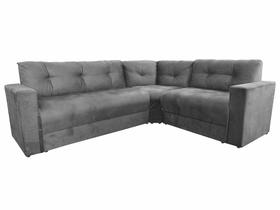 Sofá de canto 6 lugares encosto fixo 3 módulos suede liso 190x235m Invertido Cinza - sofabrica u