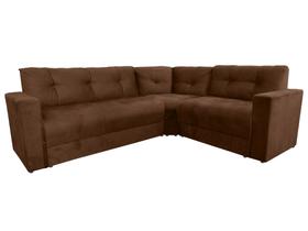 Sofá de canto 6 lugares encosto fixo 3 módulos suede liso 190x235m Invertido Marrom - sofabrica u