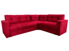 Sofá de canto 6 lugares encosto fixo 3 módulos suede liso 190x235m Invertido Vermelho - sofabrica u