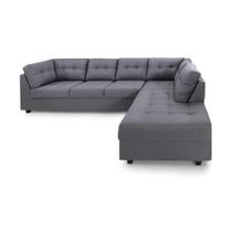 Sofá de Canto 6 Lugares Herval Gran, Chaise Esquerda, Linho Cinza