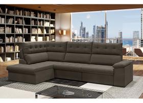 Sofá de Canto 6 Lugares Retrátil Reclinável Suede Veludo Madrid Flex