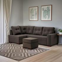 Sofá de Canto 6 Lugares Zamora Suede Cinza Sofá de Canto 6 Lugares Zamora Suede Cinza